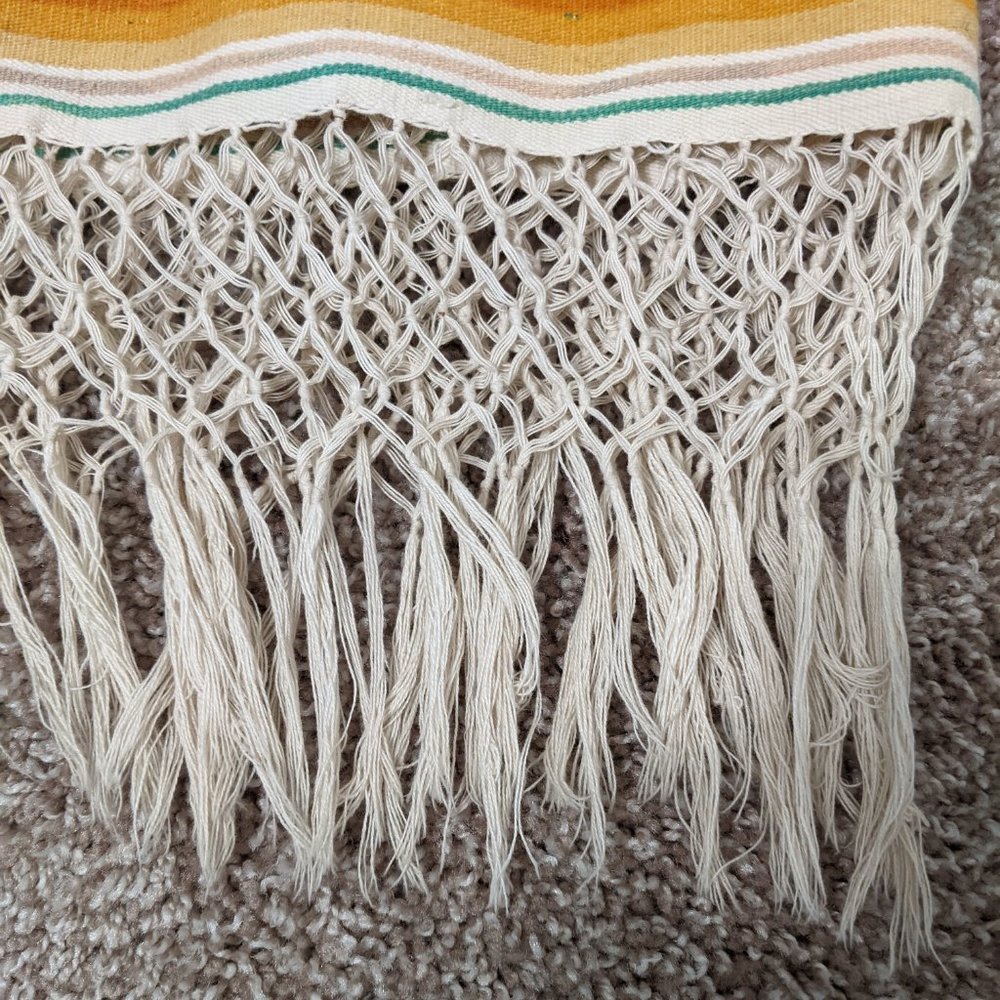 Vtg Mexican Saltillo Serape Blanket Handwoven - Picture 8 of 9